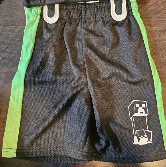 Minecraft Boys Clothes 3pc Tee, Tank, and Shorts Set, Green & Black, Size 4 - Picture 6 of 12